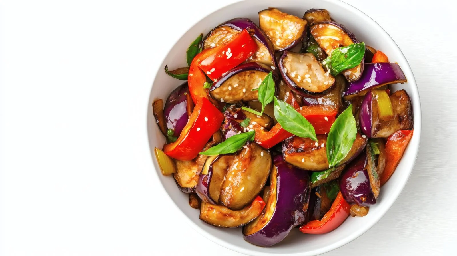 Sautéed Eggplant and Bell Pepper on White — free download from Dotvec