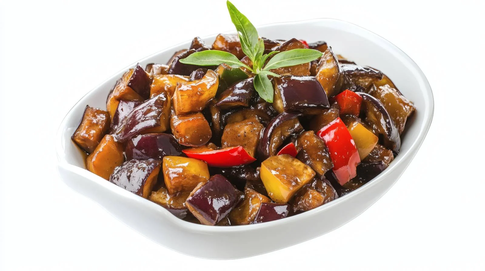 Sautéed Eggplant and Bell Pepper on White — free download from Dotvec