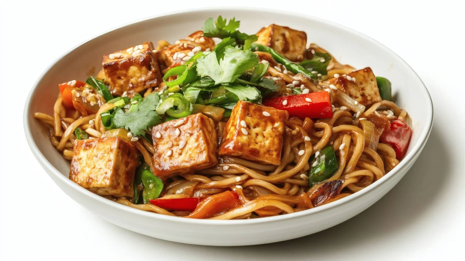 Vegan stir-fry with tofu and noodles — free download from Dotvec