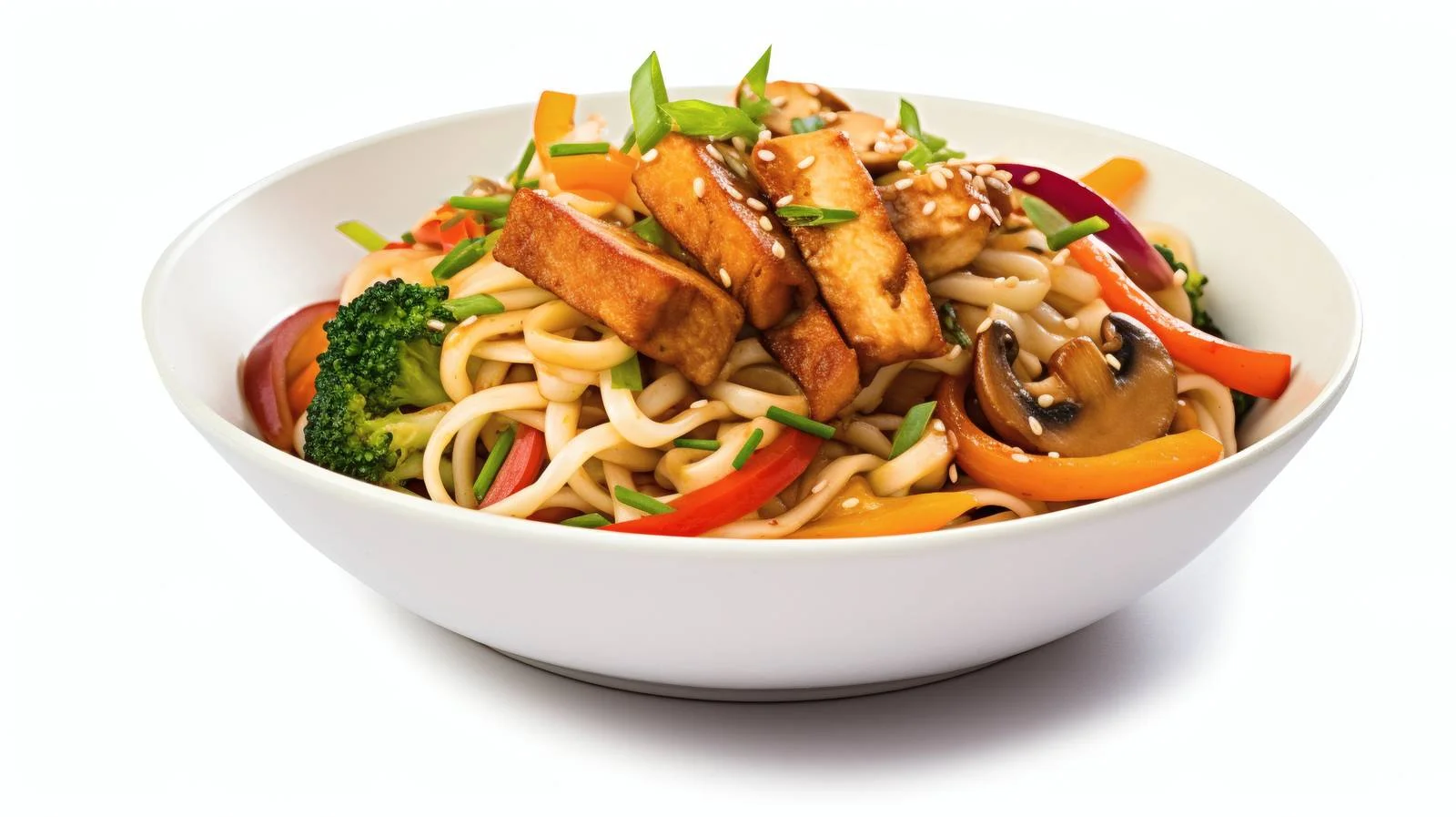 Savory Udon Noodle Stir-Fry with Tofu — free download from Dotvec