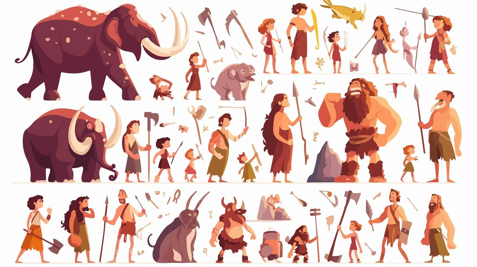 Prehistoric Life: Kids and Mammoth Encounter — free download from Dotvec