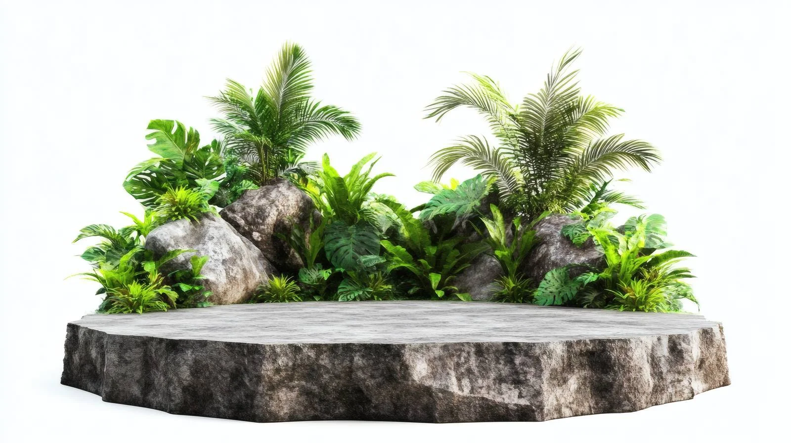 Tropical Jungle Stone Podium in Isolation — free download from Dotvec
