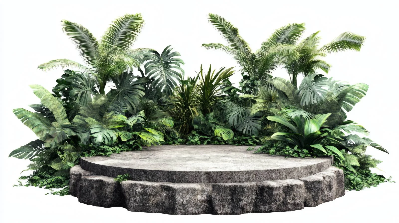 Tropical Jungle Stone Podium on White — free download from Dotvec