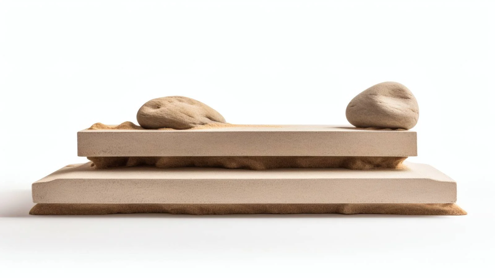 Stone Podium on Sandy Ground Against White Background – free pedestal image from Dotvec