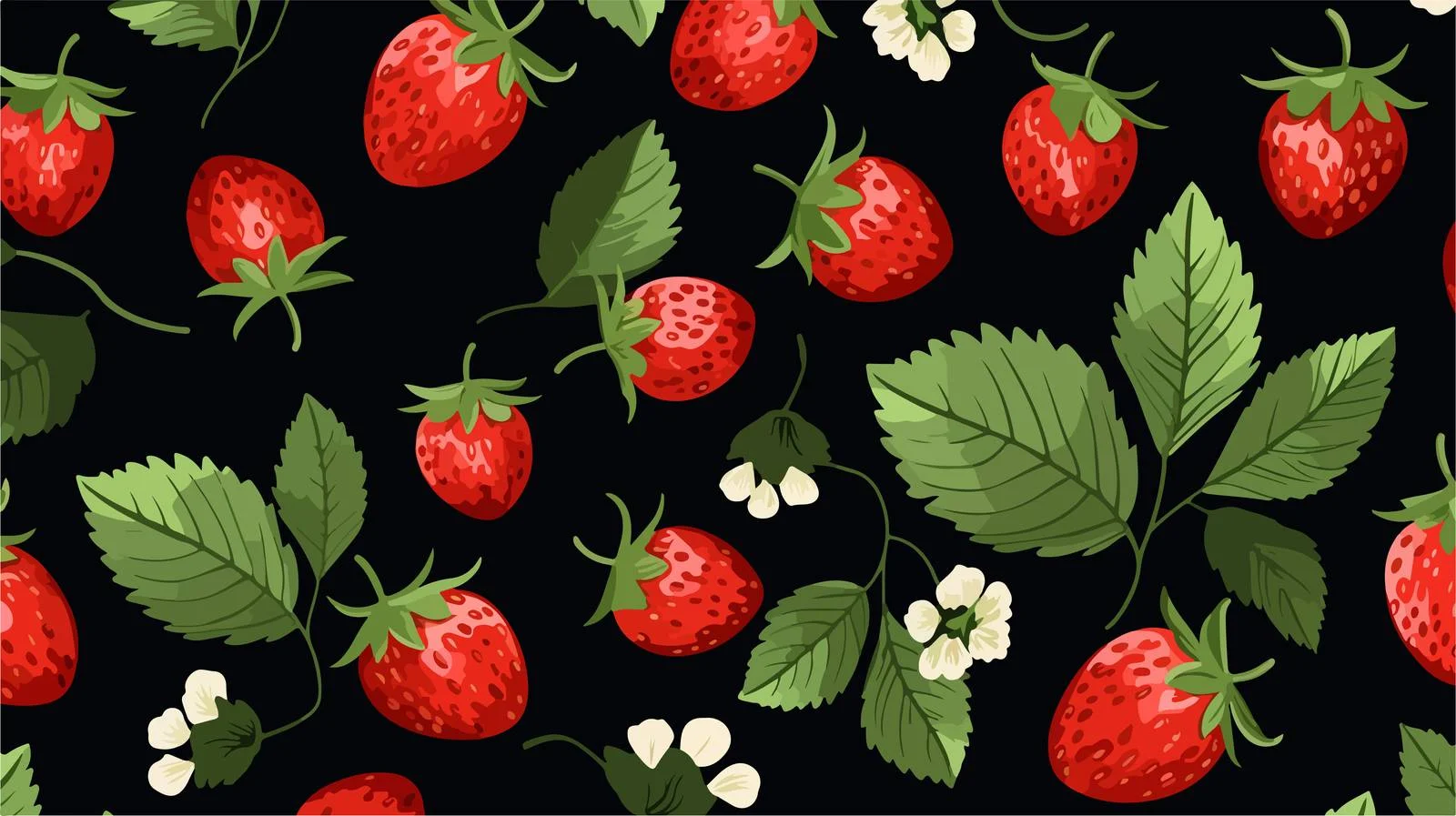 Elegant Strawberry Seamless Design on Black — free download from Dotvec