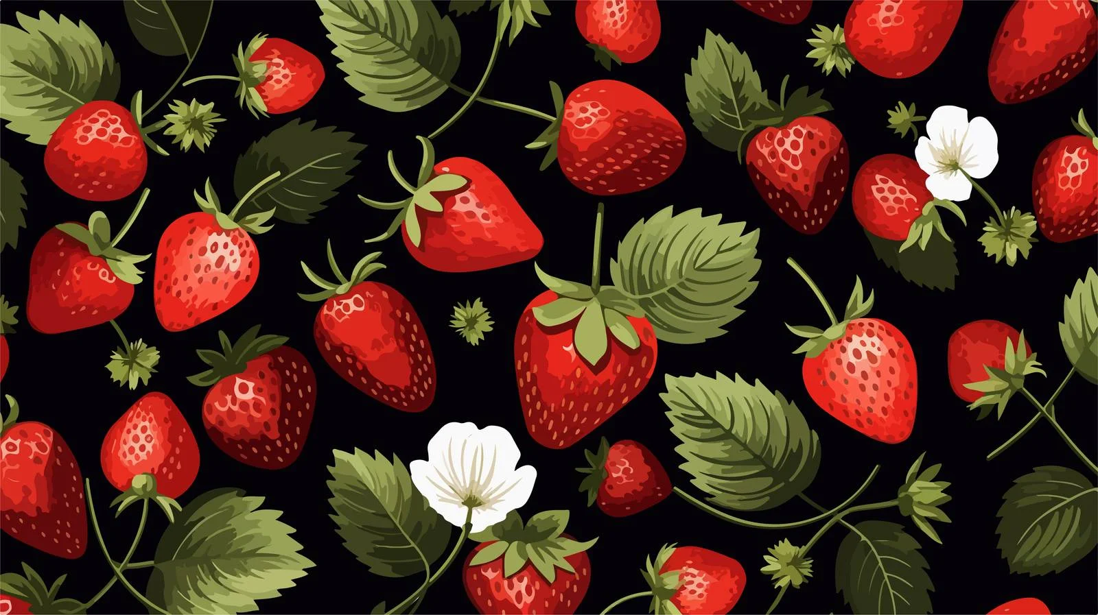 Endless Strawberries Pattern on Black Background — free download from Dotvec