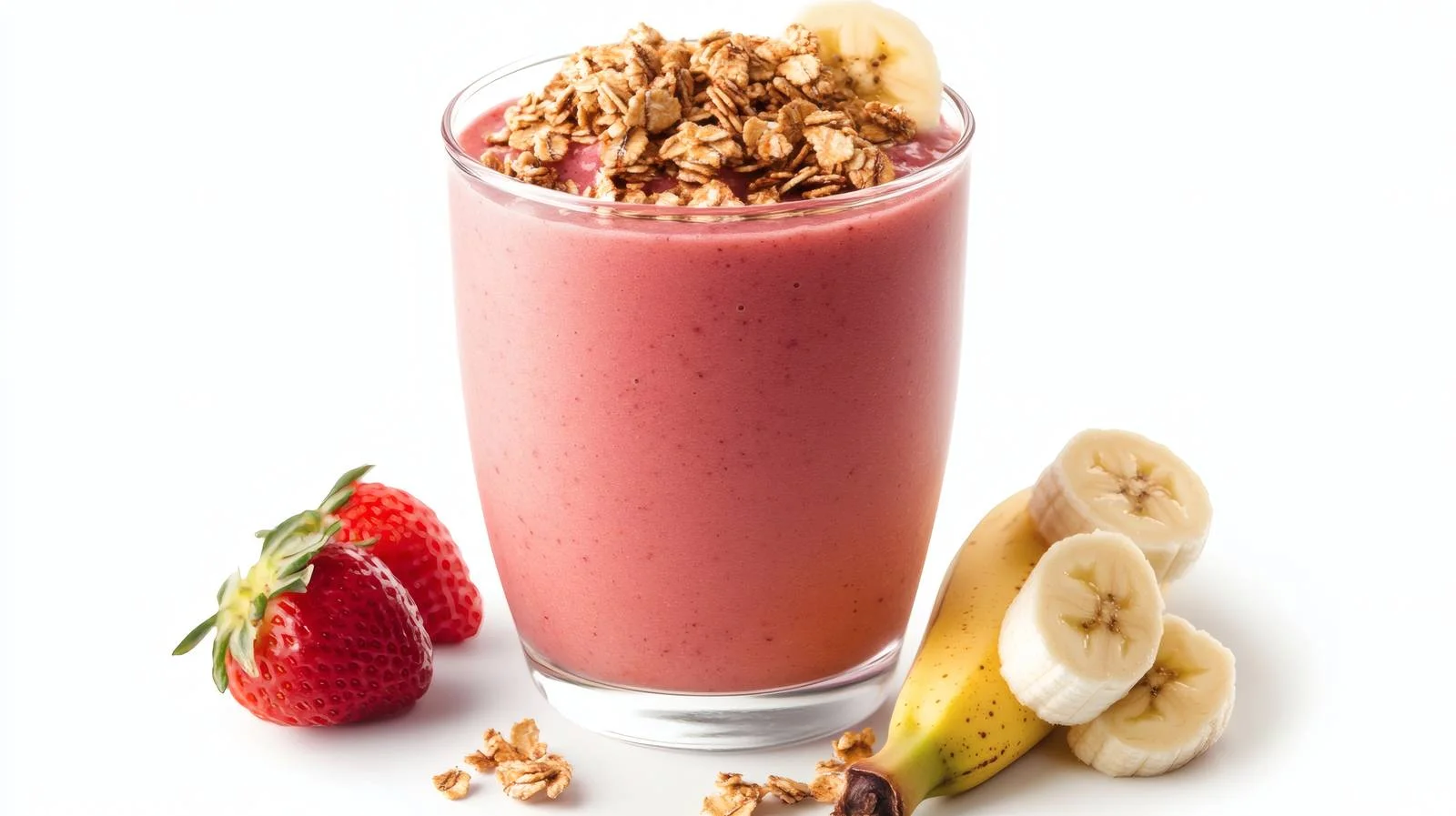 Delicious Strawberry Banana Smoothie with Granola — free download from Dotvec