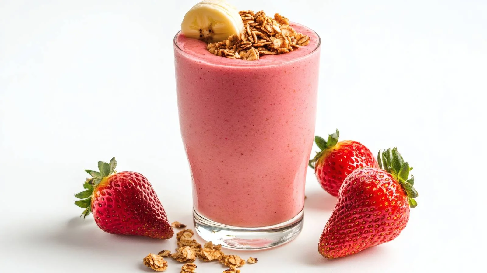 Delicious Strawberry Banana Smoothie with Granola — free download from Dotvec
