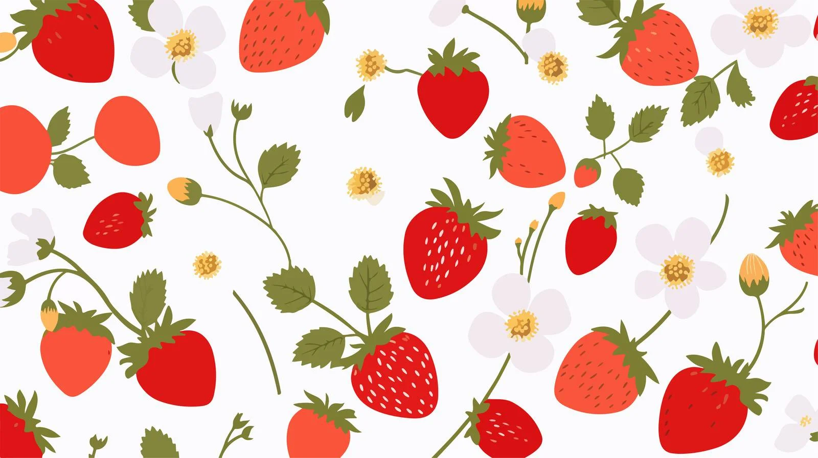 Delicate Floral Strawberry Seamless Pattern Design — free download from Dotvec