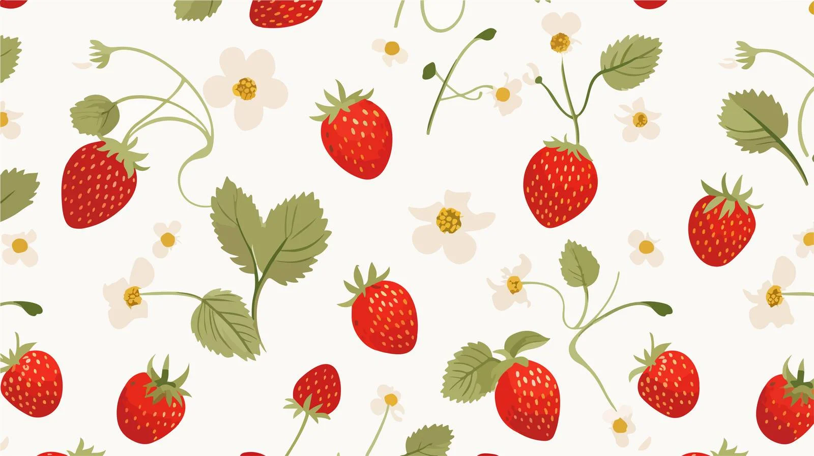 Elegant Seamless Floral Strawberry Pattern Design — free download from Dotvec