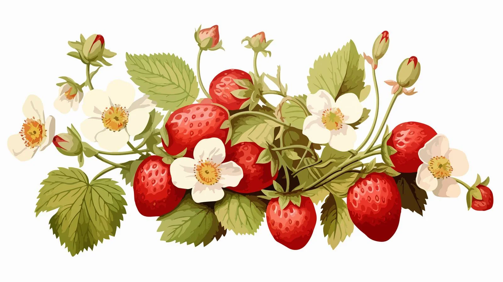 Vibrant Strawberry Branch with Ripe Berries — free download from Dotvec
