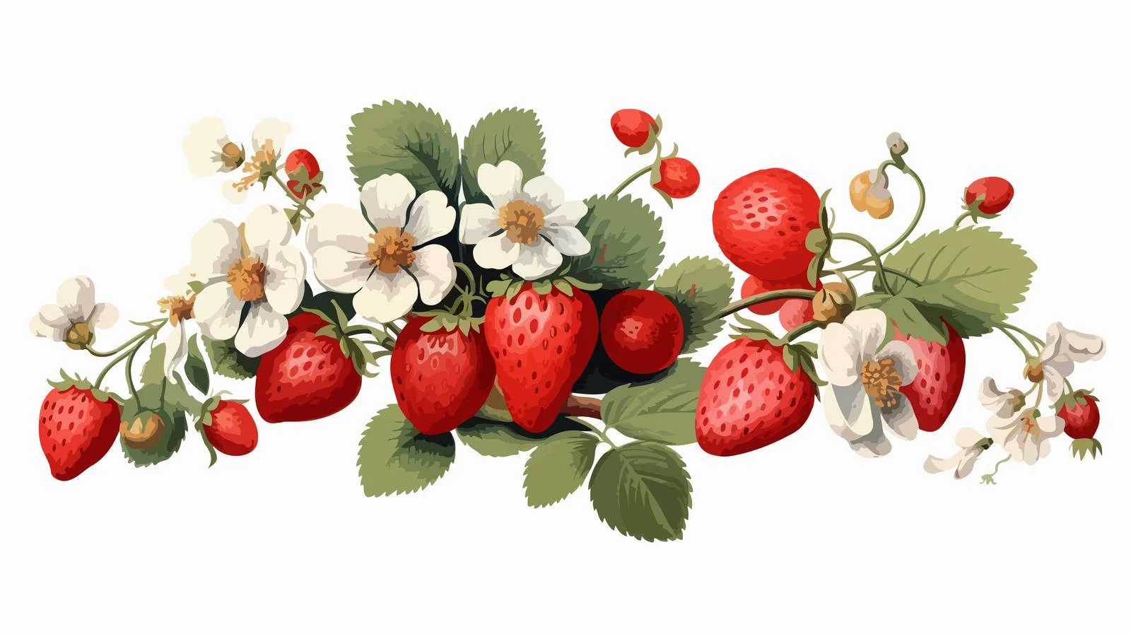 Fresh Strawberry Branch with Ripe Berries — free download from Dotvec