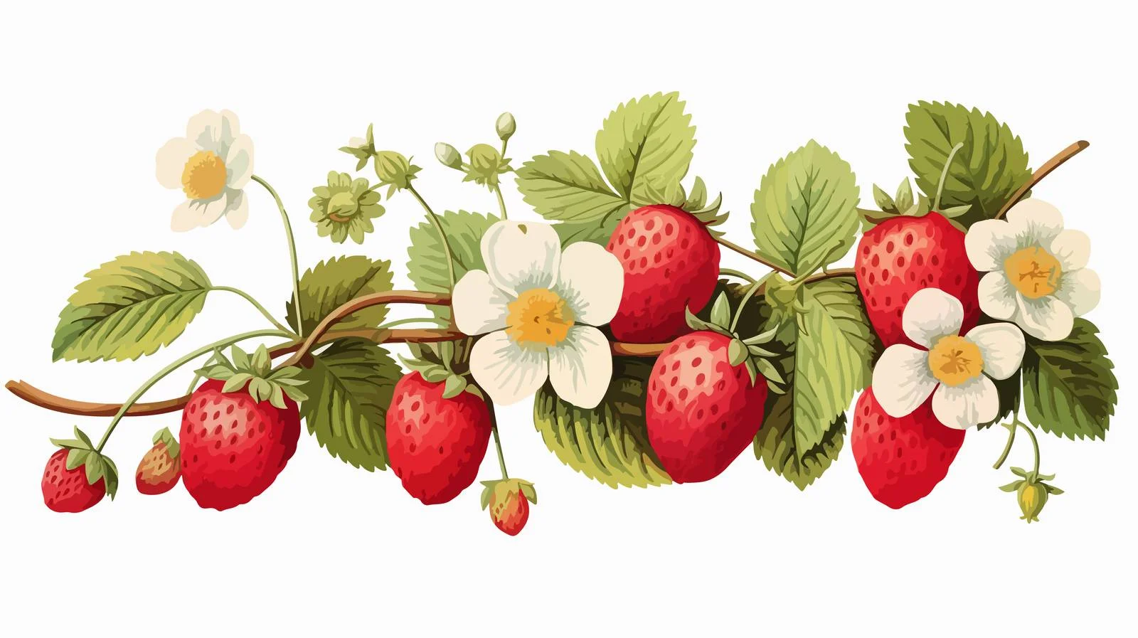 Vibrant Strawberries on Blossoming Branch — free download from Dotvec
