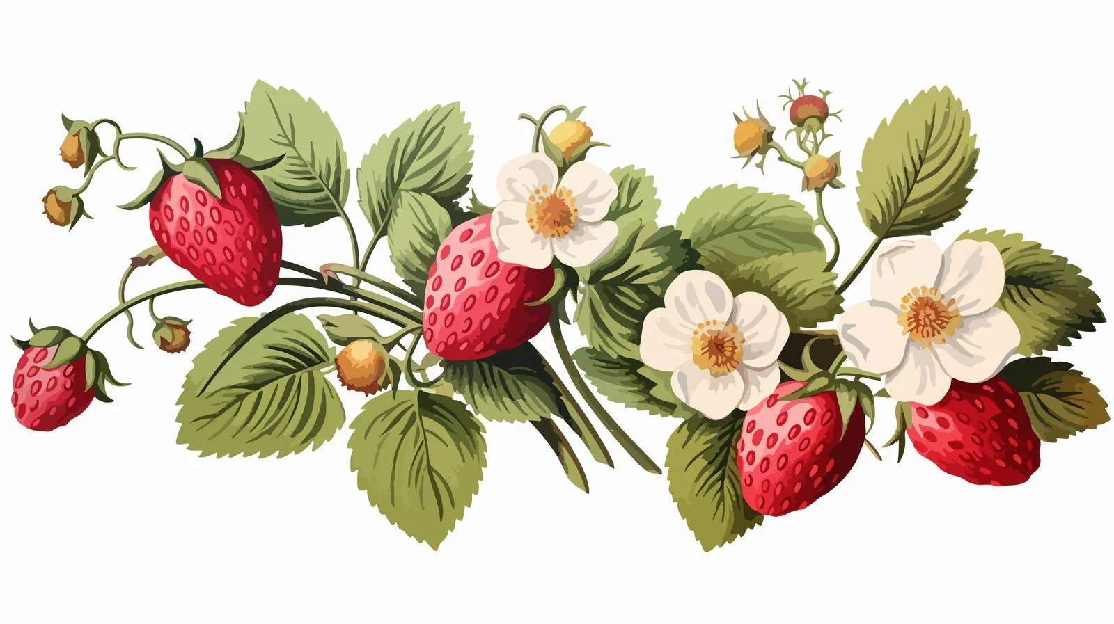 Vibrant Strawberry Branch Laden with Ripe Berries — free download from Dotvec
