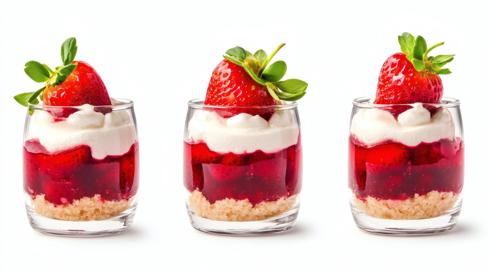 Delicious Strawberry Cheesecake Dessert Glasses Presentation — free download from Dotvec