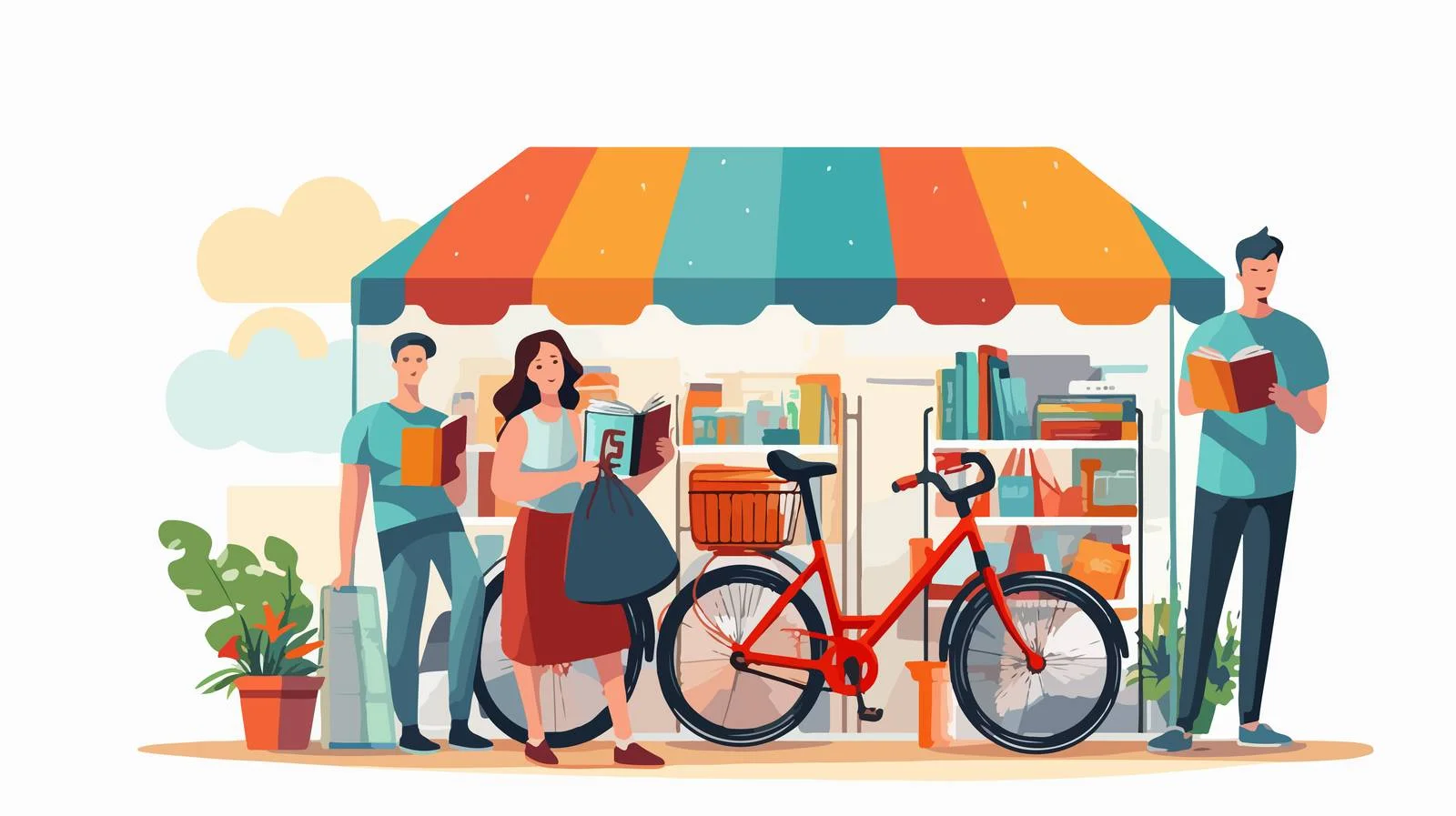 Urban Book Kiosk with Literary Vector Illustration — free download from Dotvec