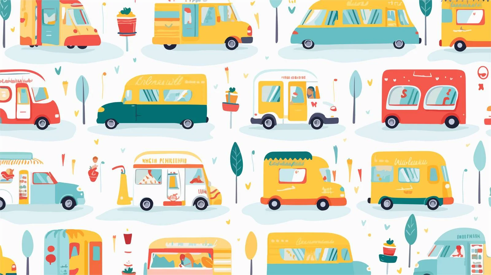 Vibrant Street Food Truck Seamless Pattern — free download from Dotvec
