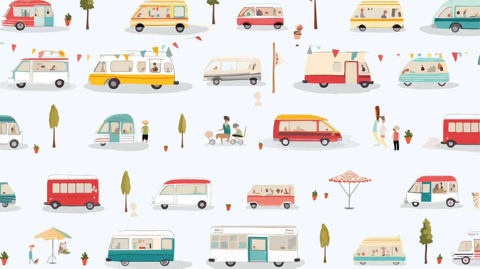 Vibrant Outdoor Street Food Truck Pattern Design — free download from Dotvec