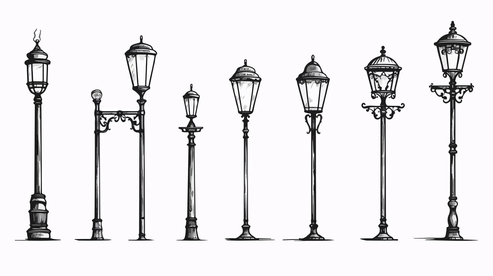 Vintage Street Lamp Sketch Vector Illustration — free download from Dotvec