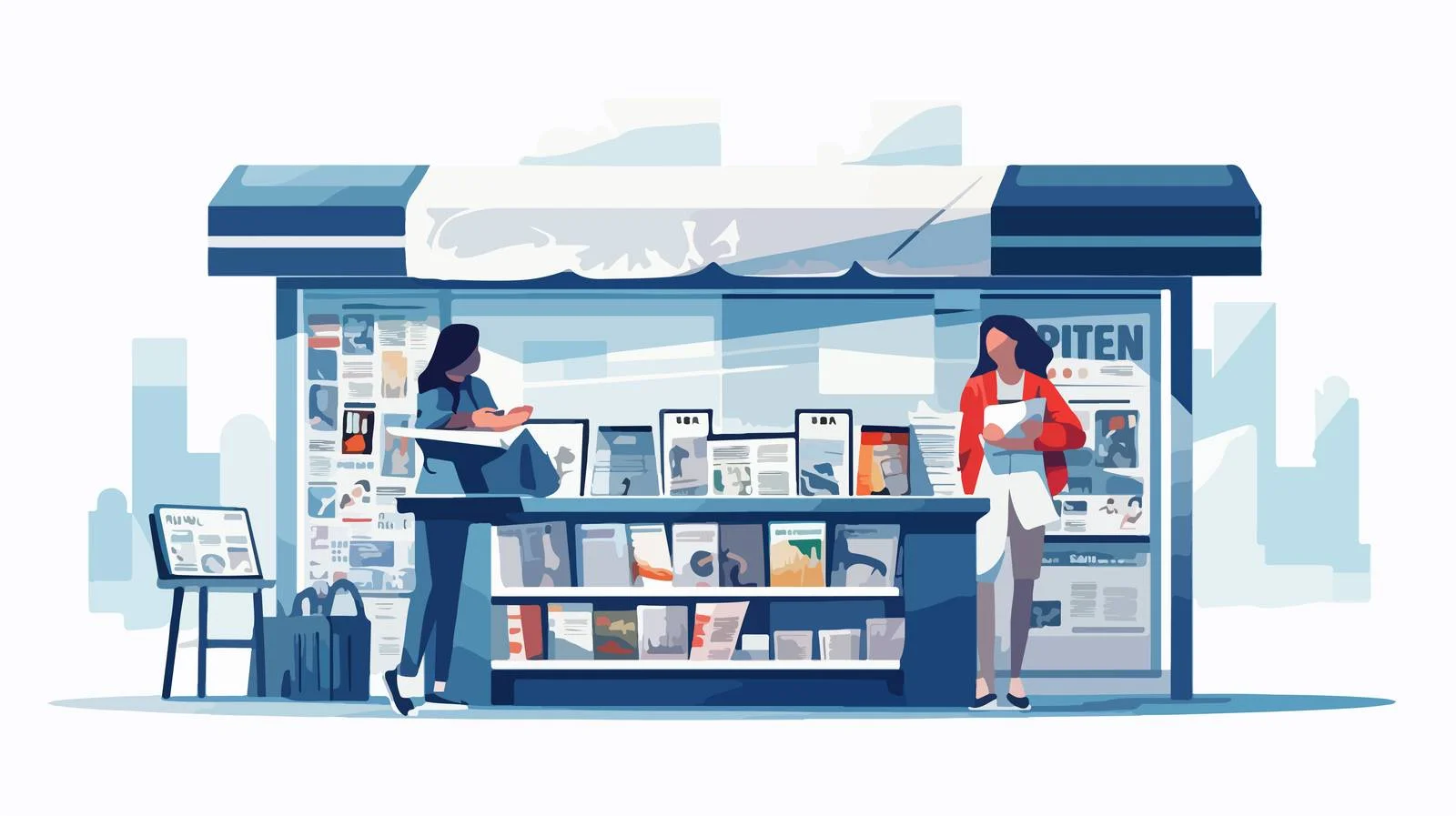 Vibrant street newsstand with latest newspapers – free publications image from Dotvec