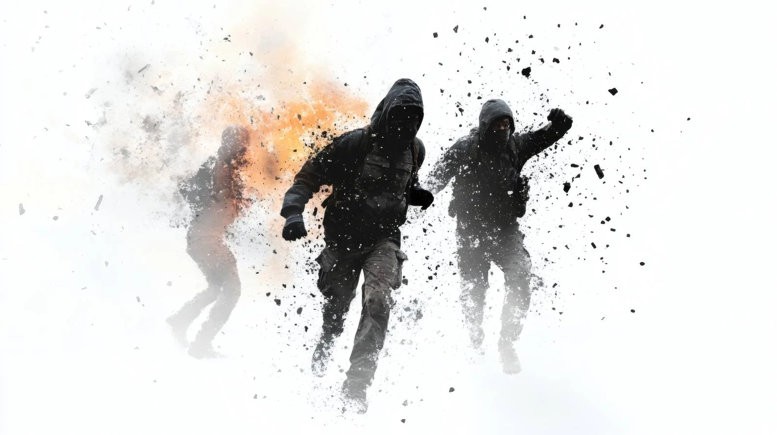 Urban unrest damage on blank backdrop — free download from Dotvec