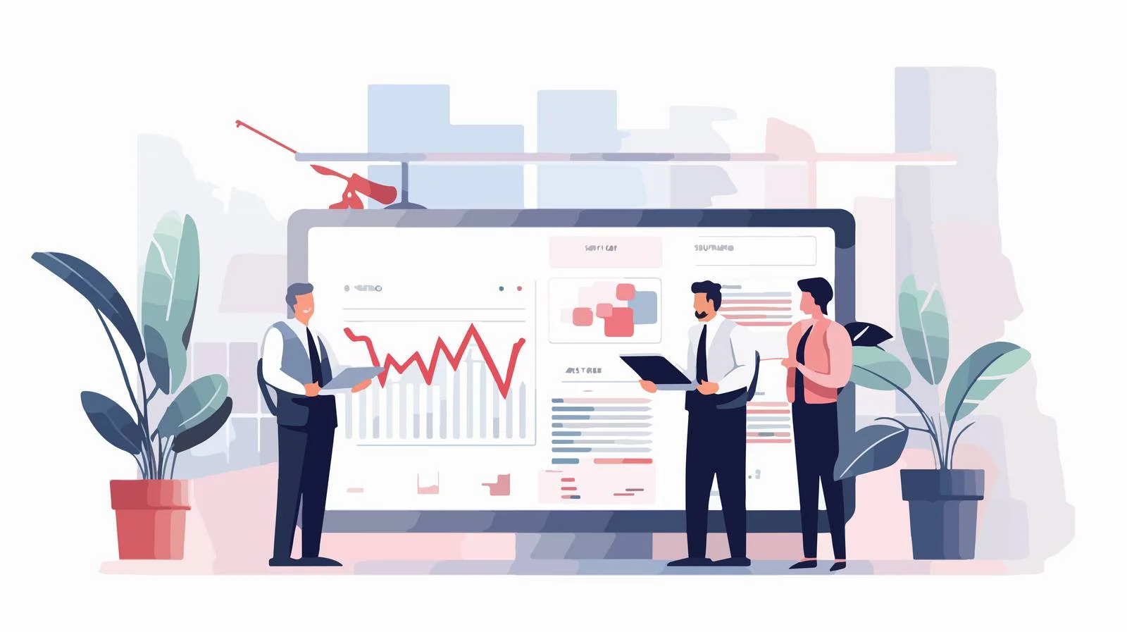 Concerned businessman points at declining profit chart — free download from Dotvec