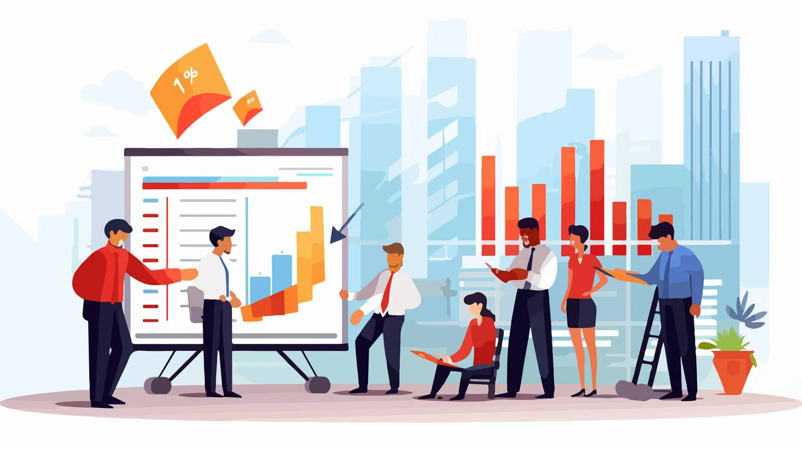 Concerned executive highlights profit decrease on chart – free decrease image from Dotvec