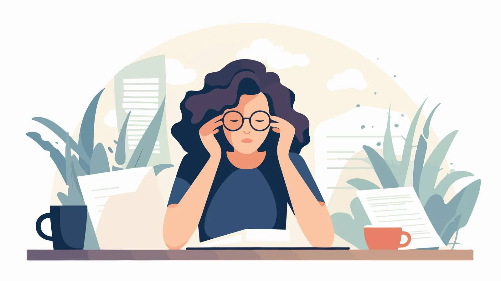 Anxious Woman Worried Over Documents — free download from Dotvec