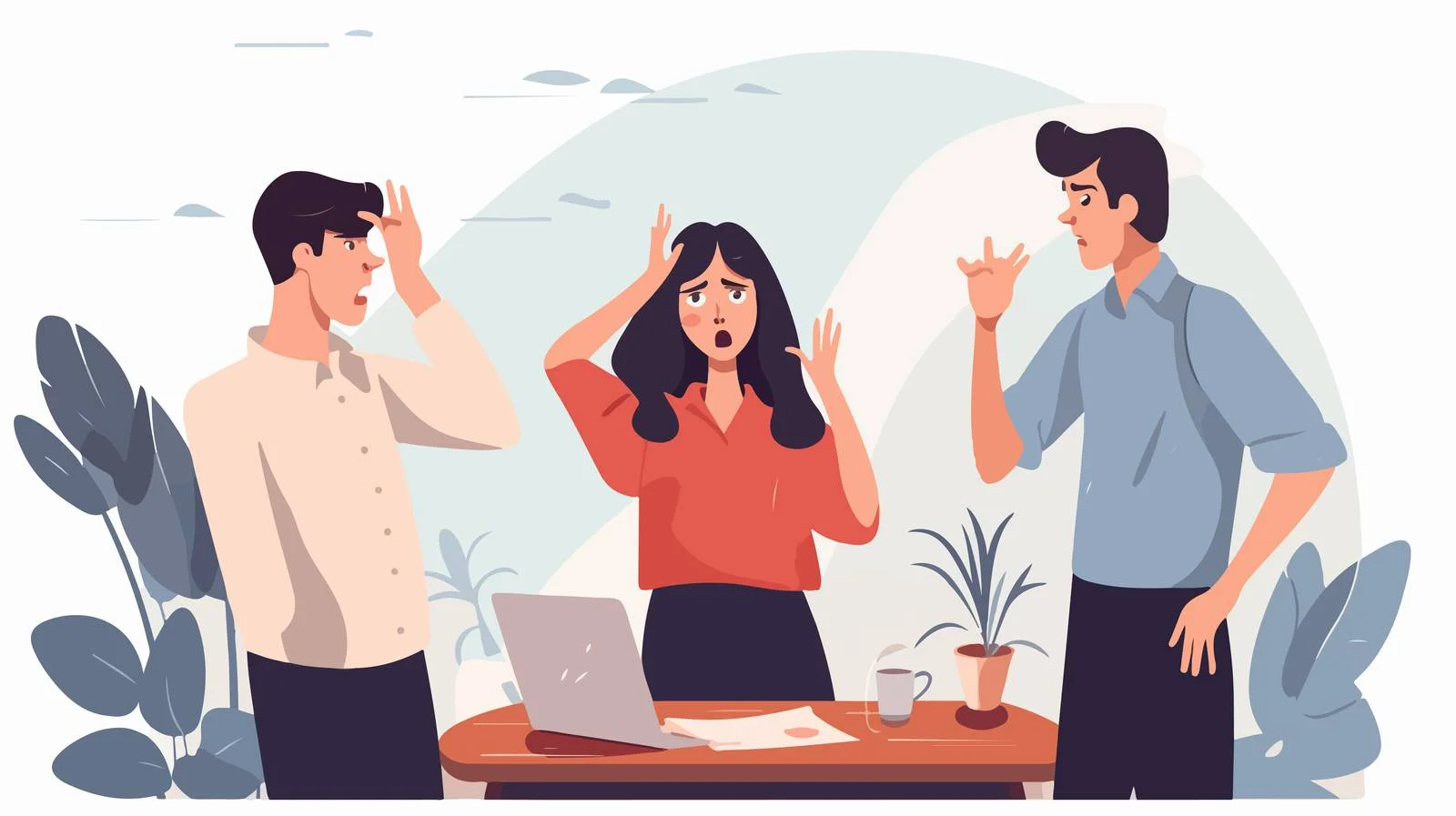 Overwhelmed professional misses project deadline, irate coworker — free download from Dotvec