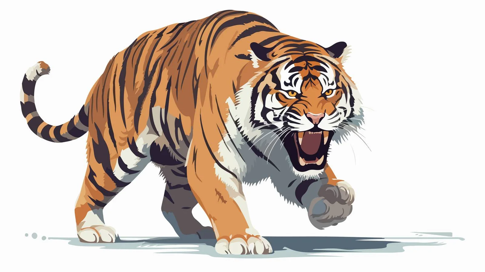 Majestic Striped Amur Tiger Roaring Aggressively — free download from Dotvec