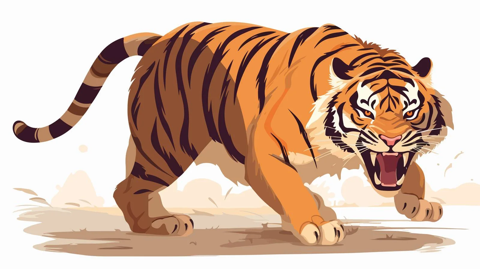 Powerful Striped Tiger Roaring Intensely — free download from Dotvec