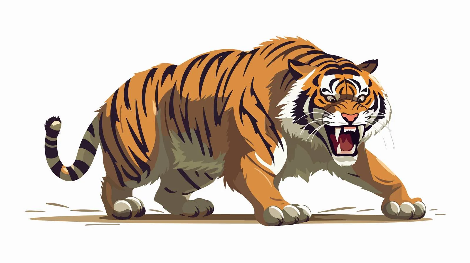 Powerful Striped Amur Tiger Roaring Aggressively — free download from Dotvec