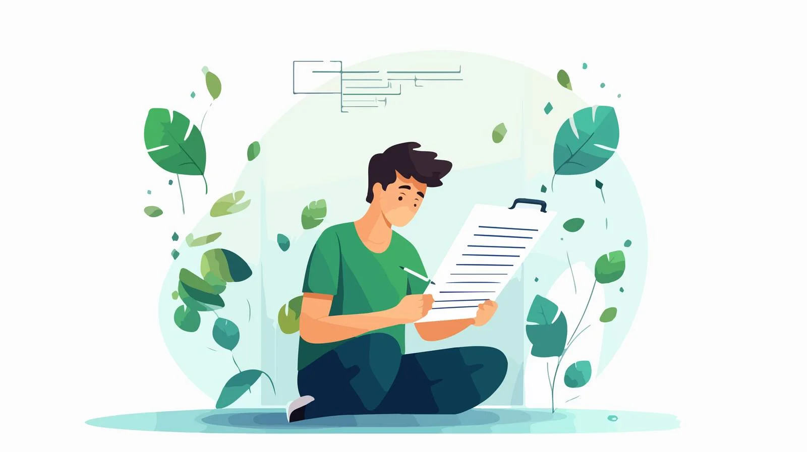 Student reviewing exam results in education setting — free download from Dotvec