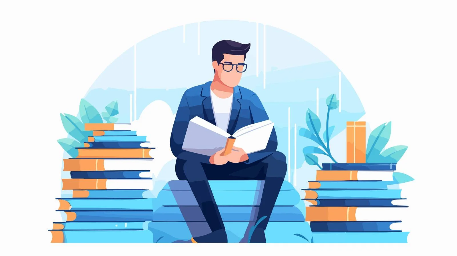 Learned gentleman engrossed in educational material — free download from Dotvec