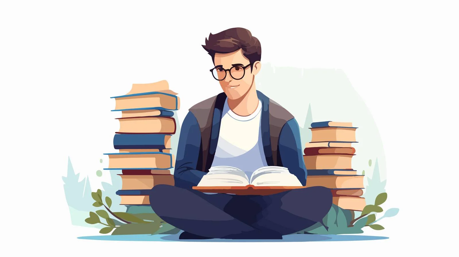 Diligent Student Absorbing Knowledge from a Book — free download from Dotvec