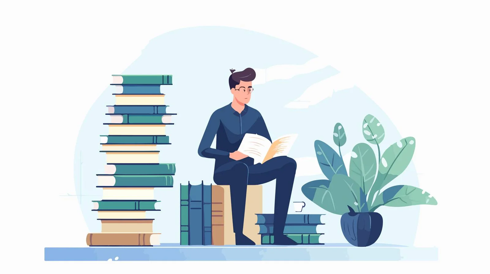 Scholar Engrossed in Book Study Sessions — free download from Dotvec