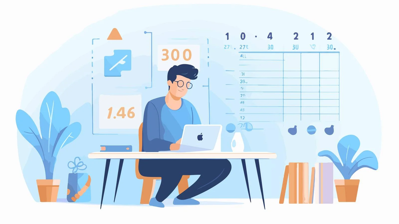 Virtual math study session with character — free download from Dotvec