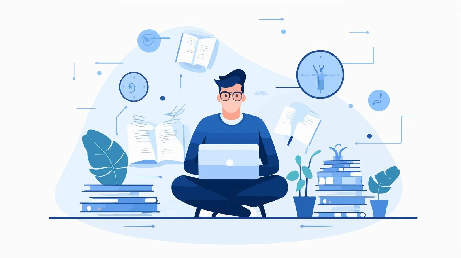 Student Contemplating Learning: Study Progress Concept — free download from Dotvec