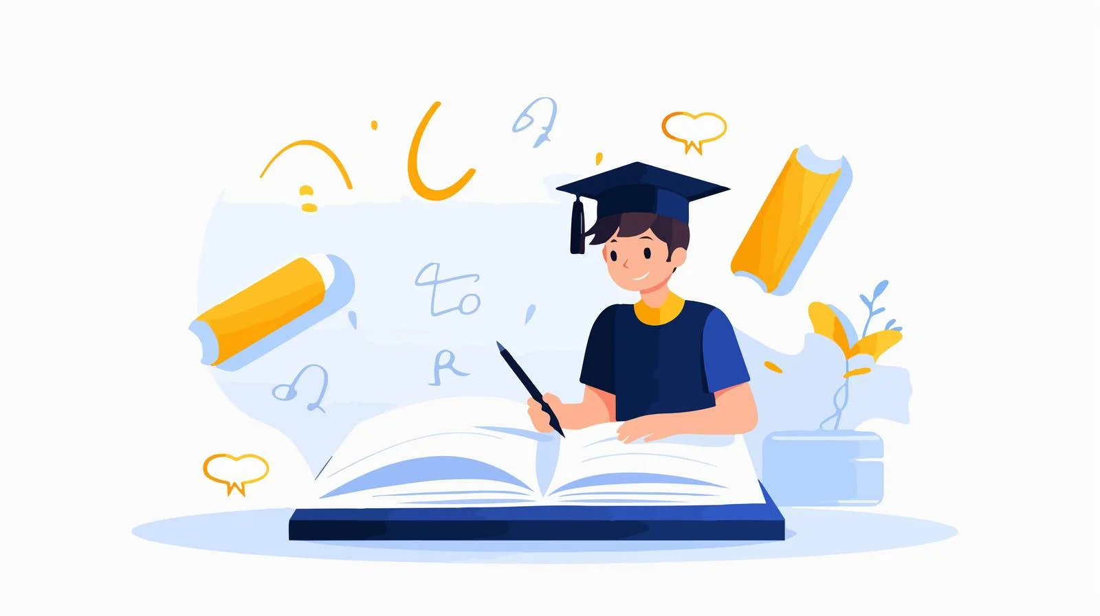 Student Highlighting Text with Marker Pen — free download from Dotvec