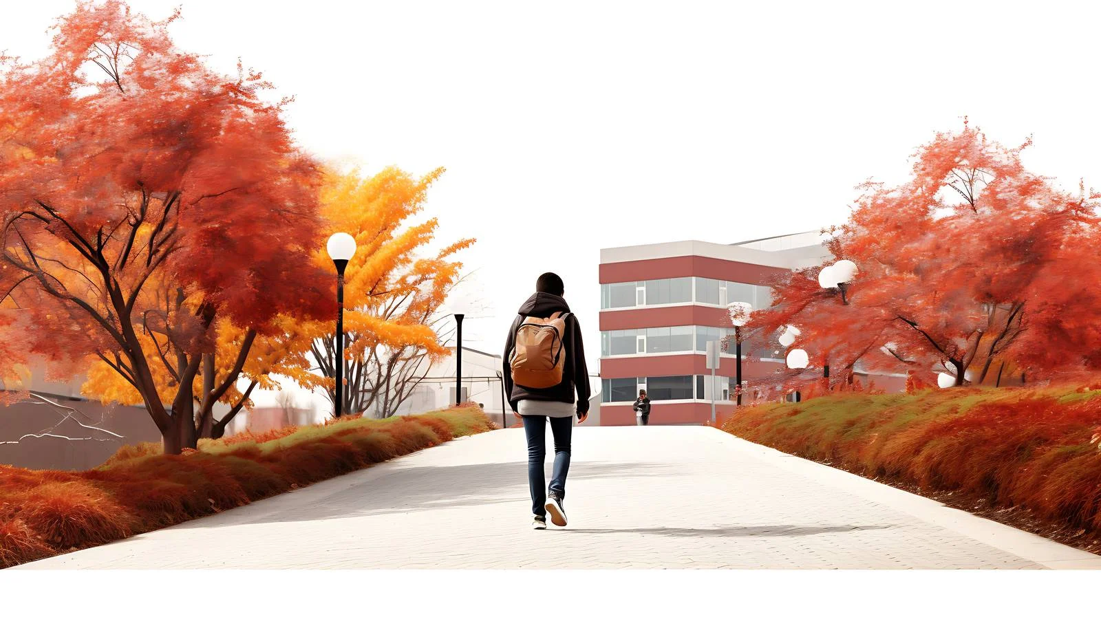 Student strolling on campus path alone — free download from Dotvec
