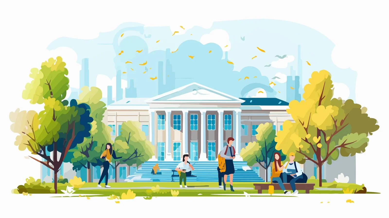 University Students on Campus Green Area — free download from Dotvec