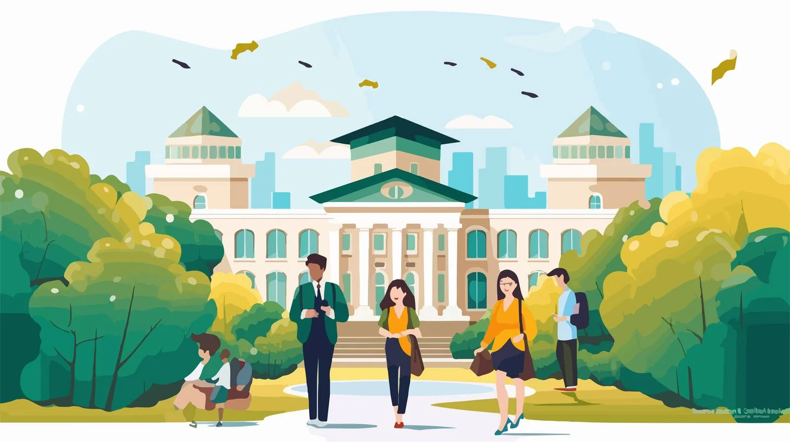 University Students Relaxing on Campus Green — free download from Dotvec