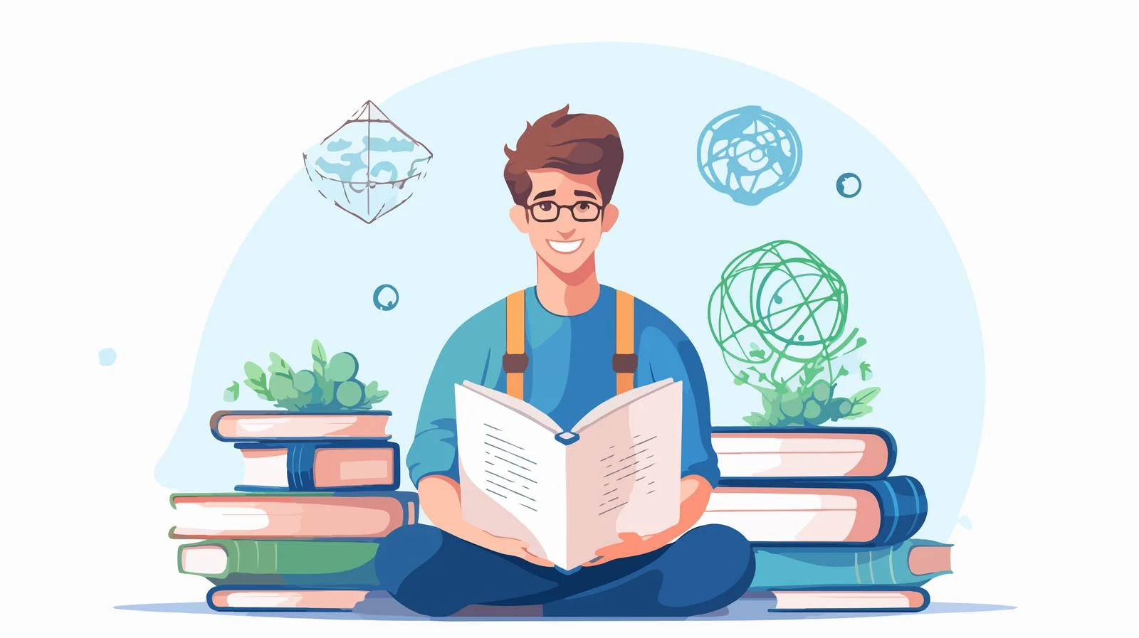 Enthusiastic student studying physics concepts joyfully — free download from Dotvec