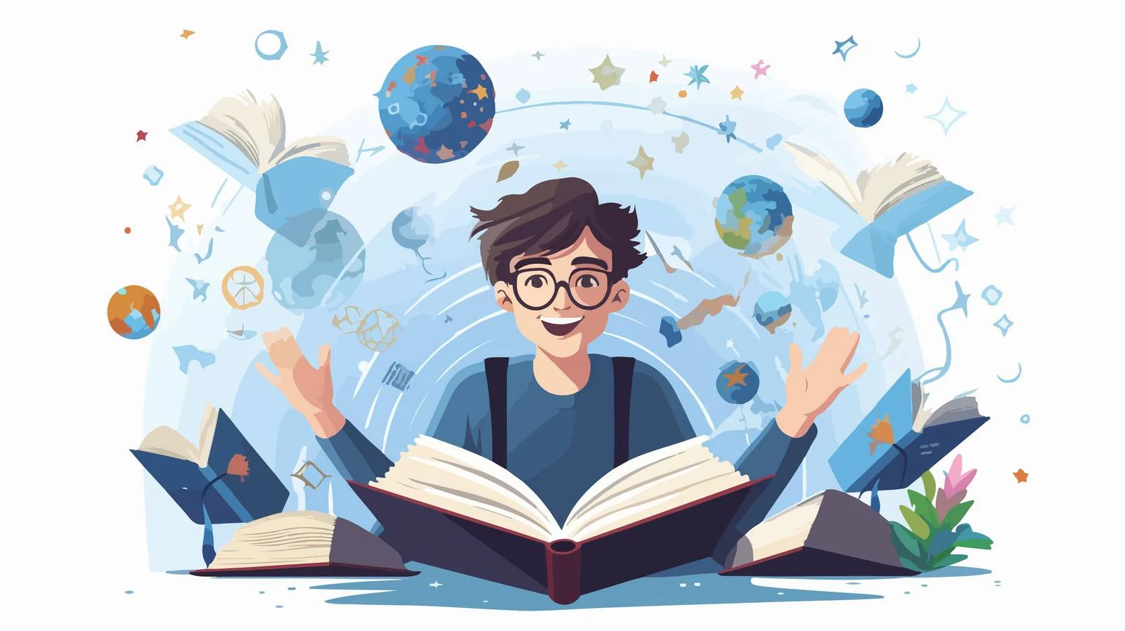 Enthusiastic student explores physics concepts joyfully — free download from Dotvec