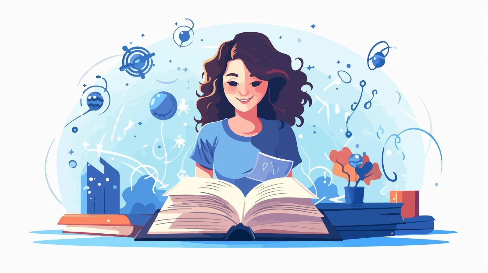 Enthusiastic physics student immersed in study — free download from Dotvec