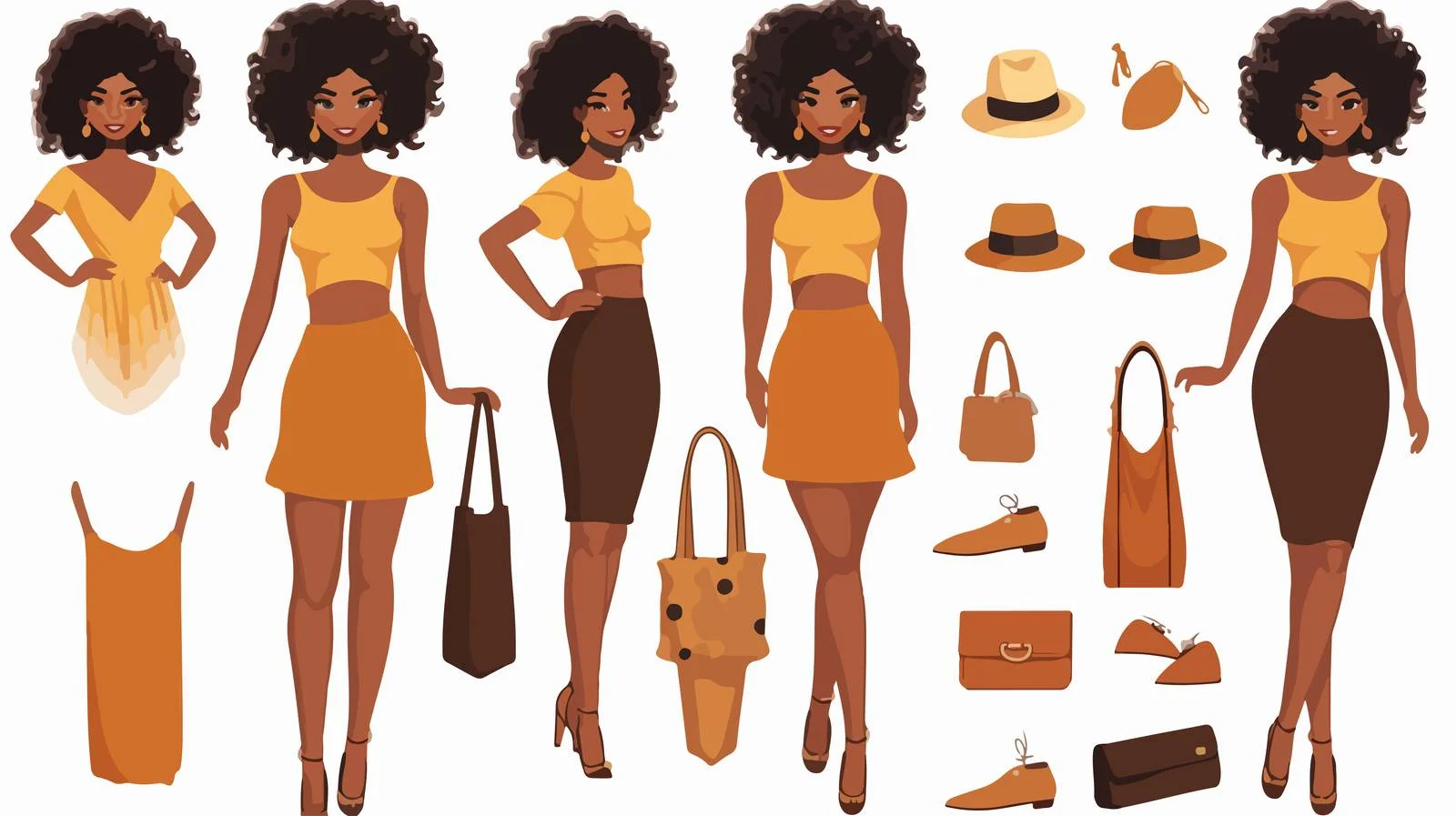 Elegant African American Female Constructor Style — free download from Dotvec