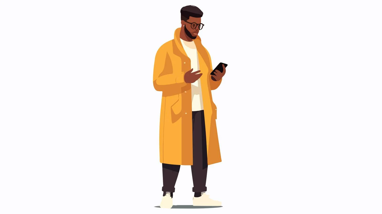 Elegant black man in casual coat gazing — free download from Dotvec