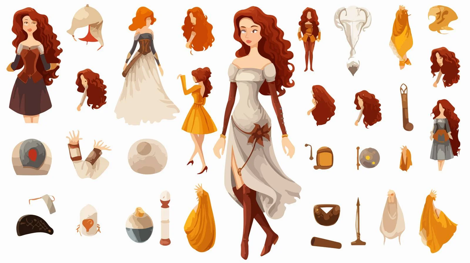 Middle-aged woman DIY fashion kit — free download from Dotvec