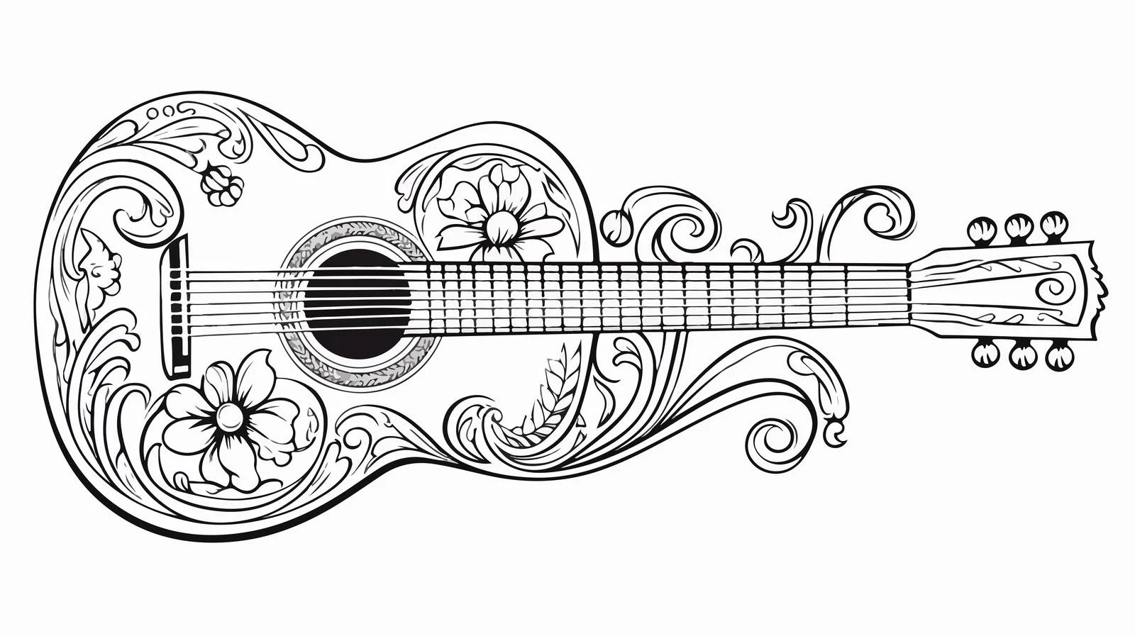 Vintage Classical Guitar Illustration — free download from Dotvec
