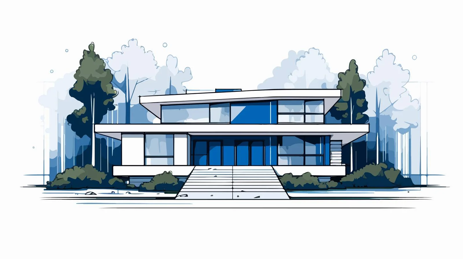 Modern Suburban Home with Expansive Windows — free download from Dotvec